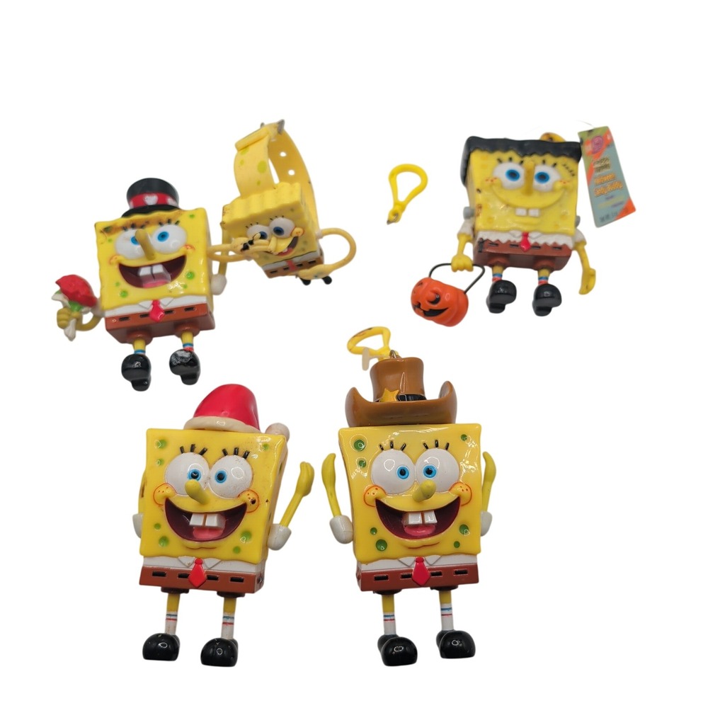 Nickelodeon Toy Lot Yellow SpongeBob SquarePants Figures Plastic 5pc